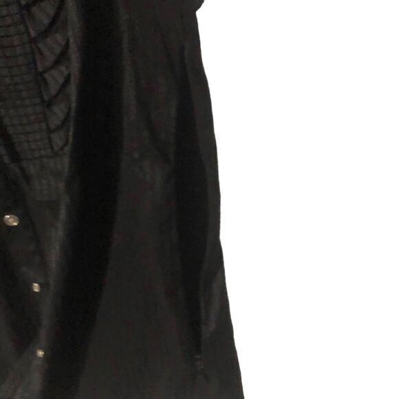Express Womens Short Puff Sleeve Collared Button-Down Shirt Black Size Medium - Picture 3 of 6